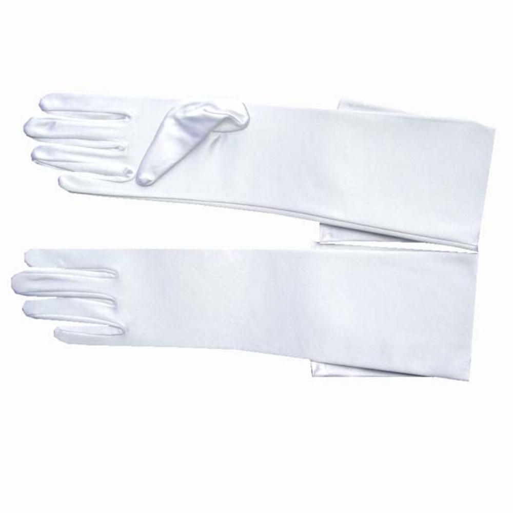 GLOVE-18" adult satin wedding glove -WHITE